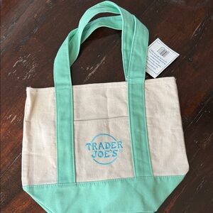 Trader Joe's Mint and Cream Mini Tote Bag